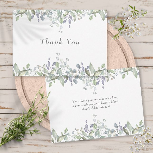 Sage and Lilac Country Greenery Thank You Card (Sage and Lilac Country Greenery Thank You Card)