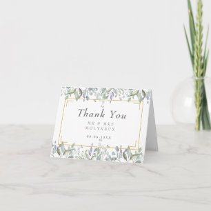 Sage and Lilac Floral Wedding Thank You Card