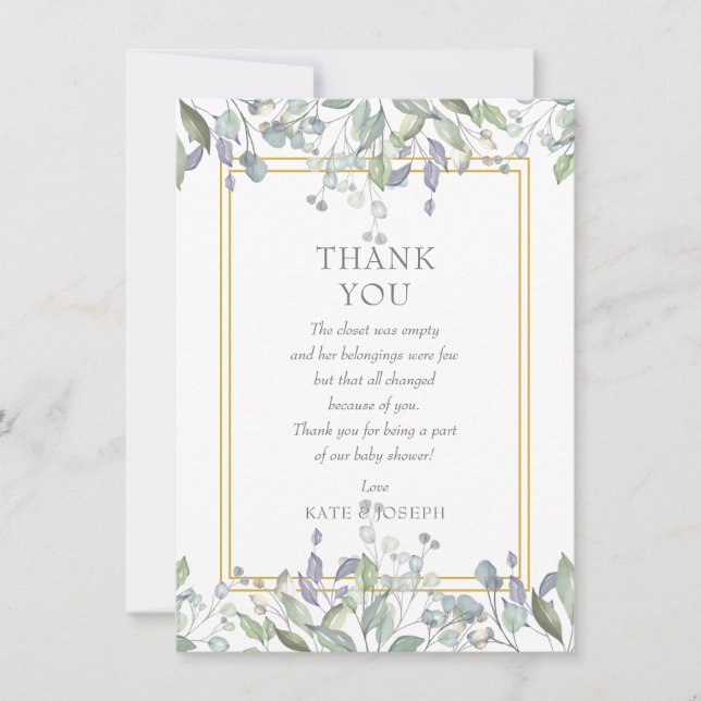 Sage and Lilac Pasture Baby Shower Thank You Poem (Front)