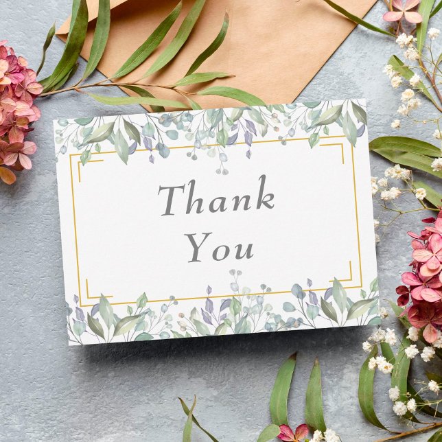 Sage and Lilac Pasture Greenery Thank You Card (Creator Uploaded)