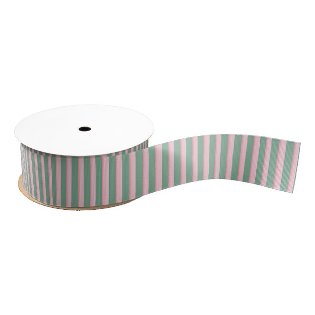 Sage and Pink Ombre Thin Stripe Grosgrain Ribbon (Spool)