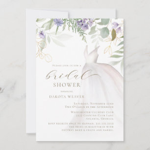 Sage and Purple Green Wildflower Bridal Shower Invitation