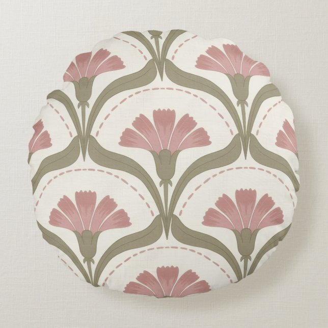 Sage and Rose Round Pillow (Front)