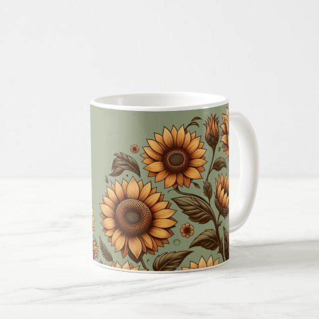 Sage and Sunflowers Coffee Mug (Front Right)