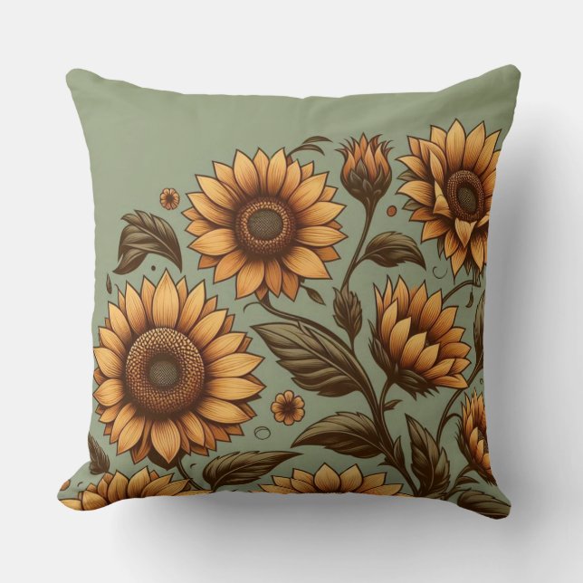 Sage and Sunflowers Cushion (Front)