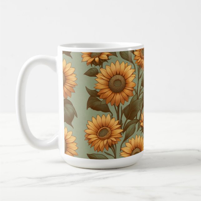 Sage and Sunflowers II Coffee Mug (Left)