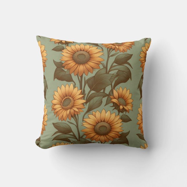 Sage and Sunflowers II Cushion (Front)