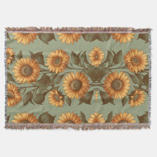 Sage and Sunflowers II Throw Blanket
