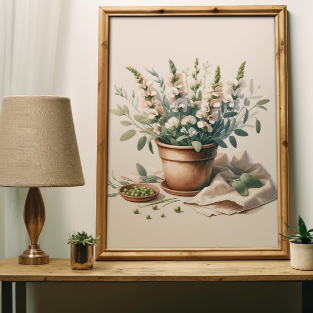 Sage and Sweet Pea Flowers in Clay Pot Wall Art (Creator Uploaded)