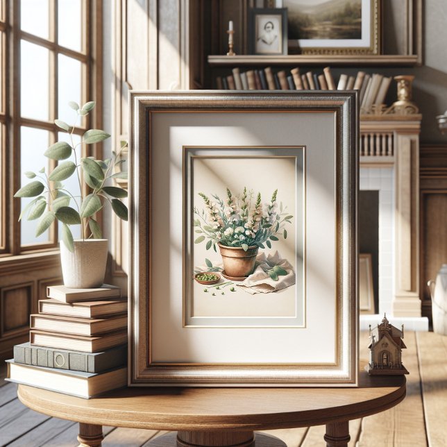 Sage and Sweet Pea Flowers in Clay Pot Wall Art (Creator Uploaded)