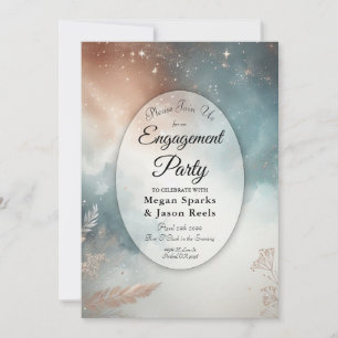  Sage and Terracotta Stardust Skies Engagement  Invitation