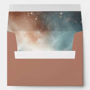 Sage and Terracotta Stardust Skies Wedding Envelope