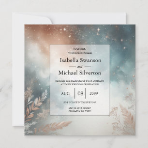 Sage and Terracotta Stardust Skies Wedding Invitation