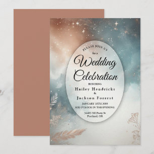 Sage and Terracotta Stardust Skies Wedding Invitation