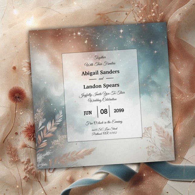 Sage and Terracotta Stardust Skies Wedding Invitation (Creator Uploaded)