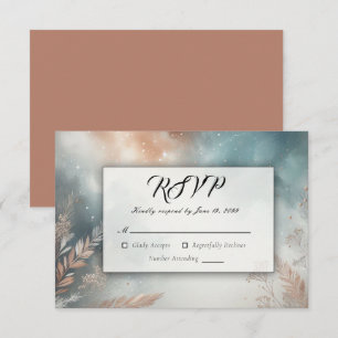 Sage and Terracotta Stardust Skies Wedding RSVP Card