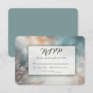 Sage and Terracotta Stardust Skies Wedding RSVP Card