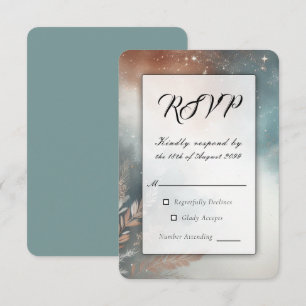 Sage and Terracotta Stardust Skies Wedding RSVP Card
