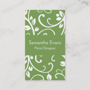 Sage and White Floral Vine Business Card