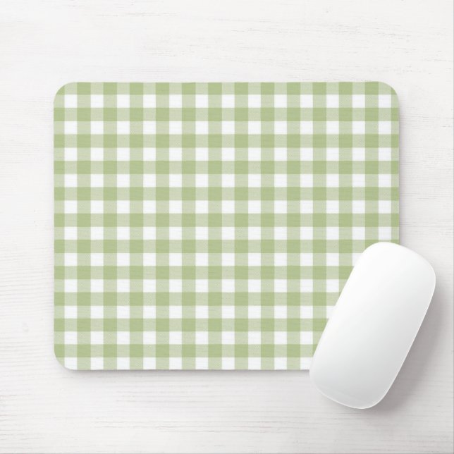 Sage and White Gingham Mouse Pad (With Mouse)