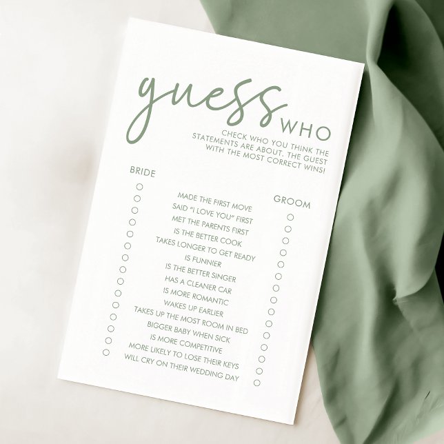 Sage and White Guess Who Bridal Shower Game (Creator Uploaded)