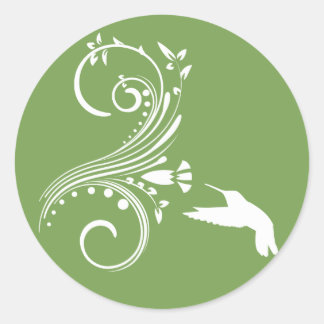 Sage and White Hummingbird Envelope Sticker Seal