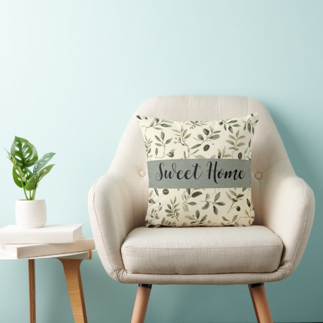 sage and white throw pillows (Chair)