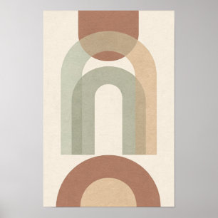 Sage Arches Terracotta Abstract Poster