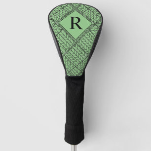 SAGE ARGYLE KNIT Golf Driver Cover + Initial 