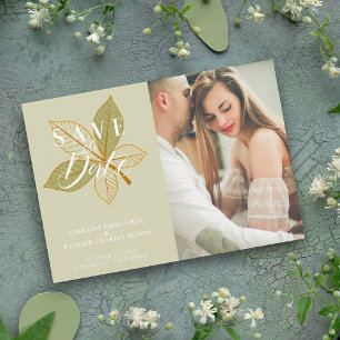 Sage Autumn Leaves Themed Wedding Custom Photo