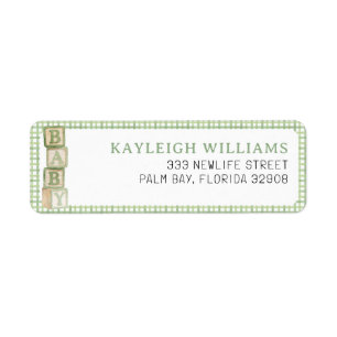 Sage Baby Blocks Return Address Label