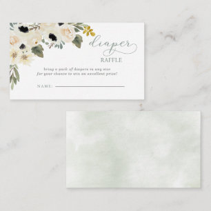 Sage Baby in Bloom Ivory Baby Shower Diaper Raffle Enclosure Card