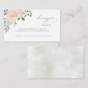 Sage Baby in Bloom Pink Baby Shower Diaper Raffle Enclosure Card