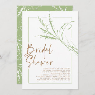 Sage Beige Pampas Grass Modern Boho Bridal Shower Invitation