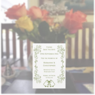 Sage Bells Scrollwork Design Wedding Save The Date