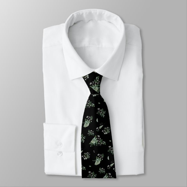 SAGE BLACK BOTANICAL EUCALYPTUS WHITE TIE (Tied)