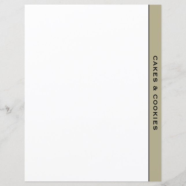 Sage Black & White Recipe Divider | Cake & Cookie (Front)