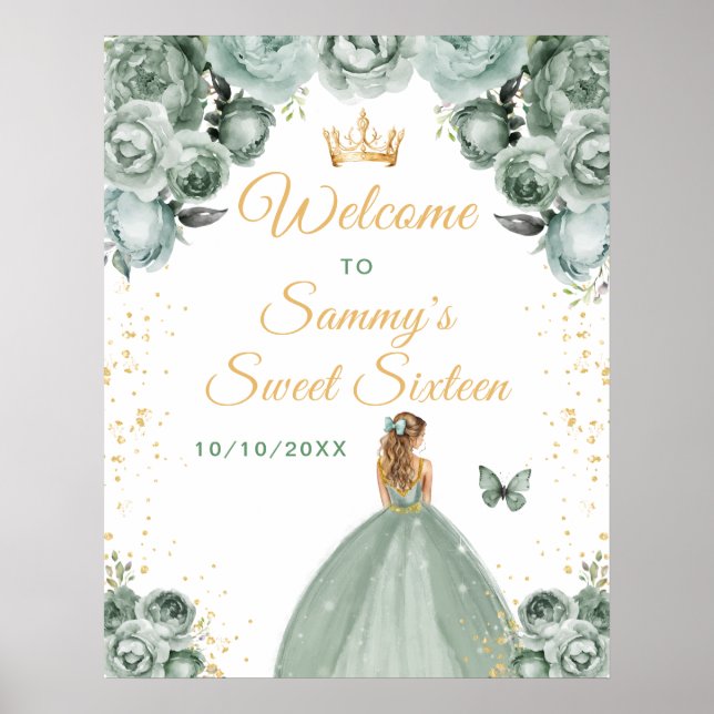 Sage Blonde Hair Princess Sweet Sixteen Welcome Poster (Front)