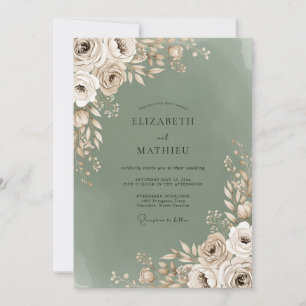 Sage Bloom Romantic Wedding Invitation