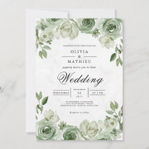 Sage Blossom Arch Wedding Invitation