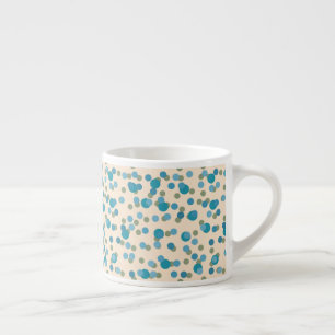 sage, blue and turquoise polka dots espresso cup