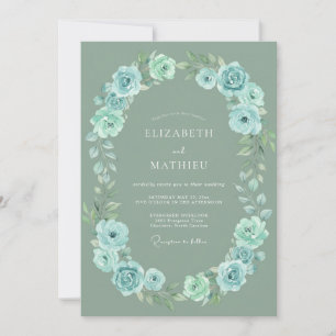 Sage Blue Botanical Whimsical Wedding Invitation
