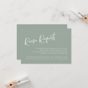 Sage Blue/Green Bridal Shower Recipe Request Card