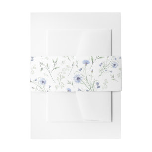Sage Blue Watercolor Wildflower Invitation Belly Band
