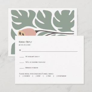 Sage & Blush Abstract Floral Wedding Invitation, RSVP Card