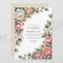 Sage, Blush and Light Tan Floral Wedding QR Code