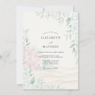 Sage Blush Leafy Wedding Invitation