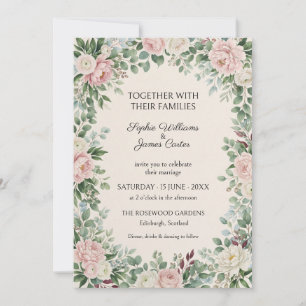 Sage Blush Peony Garden Wedding Invitation