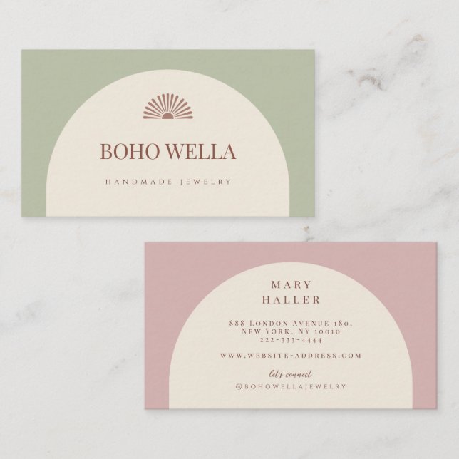 Sage Blush Pink Arch Business Card (Front/Back)
