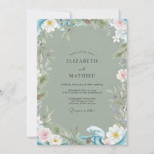 Sage Blush Watercolor Wedding Invitation